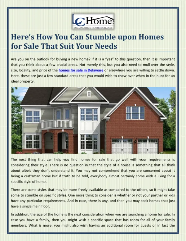 Here’s How You Can Stumble upon Homes for Sale That Suit Your Needs