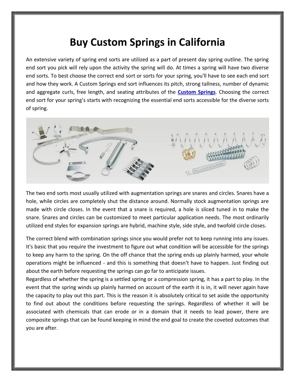 buy custom springs in california