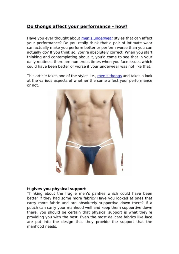 Do thongs affect your performance - how?