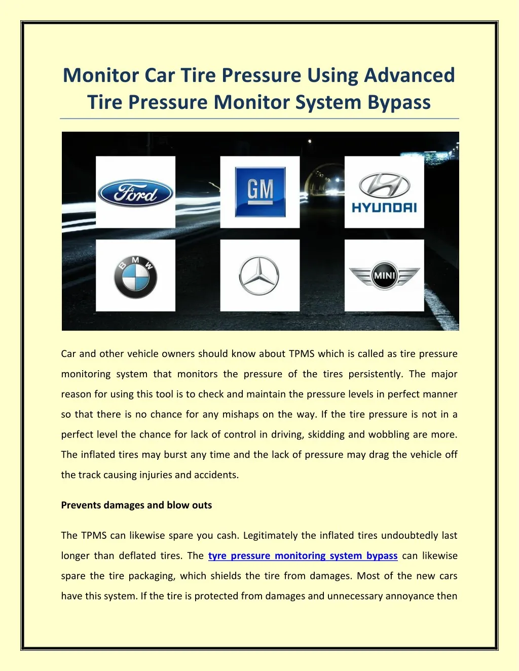 monitor car tire pressure using advanced tire