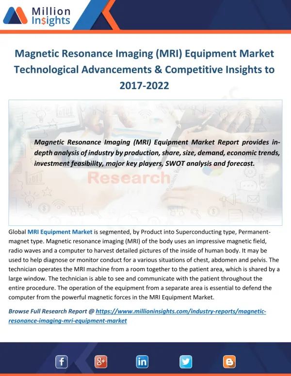 Magnetic Resonance Imaging (MRI) Equipment Market Technological Advancements & Competitive Insights to 2017-2022