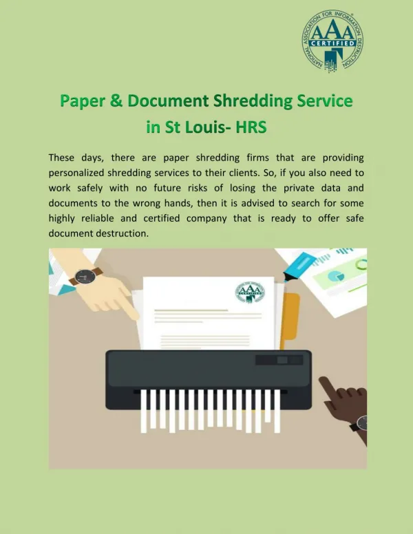 Paper & Document Shredding Service in St Louis- HRS