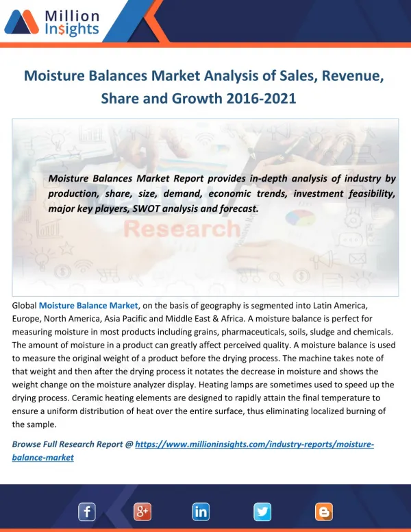Moisture Balances Market Analysis of Sales, Revenue, Share and Growth 2016-2021