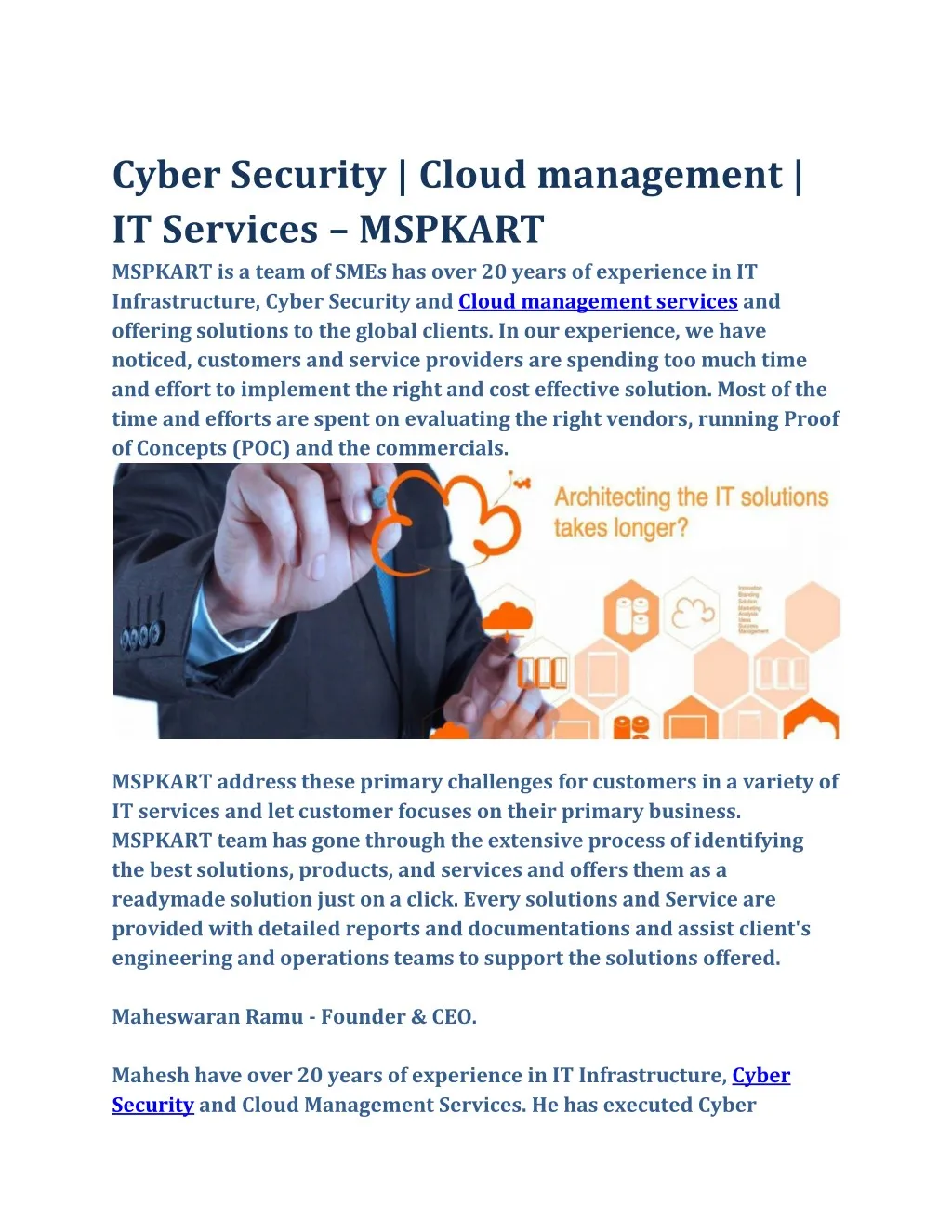 cyber security cloud management it services