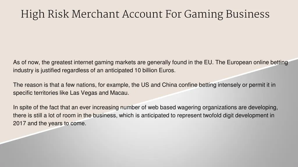 high risk merchant account for gaming business