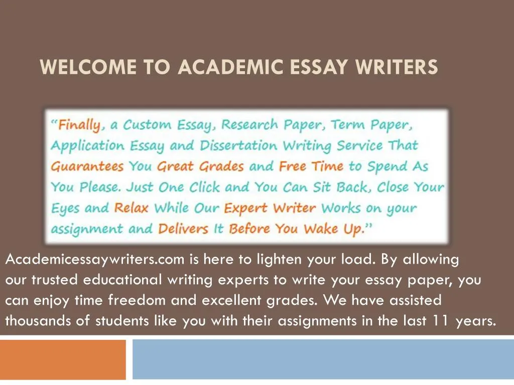 welcome to academic essay writers