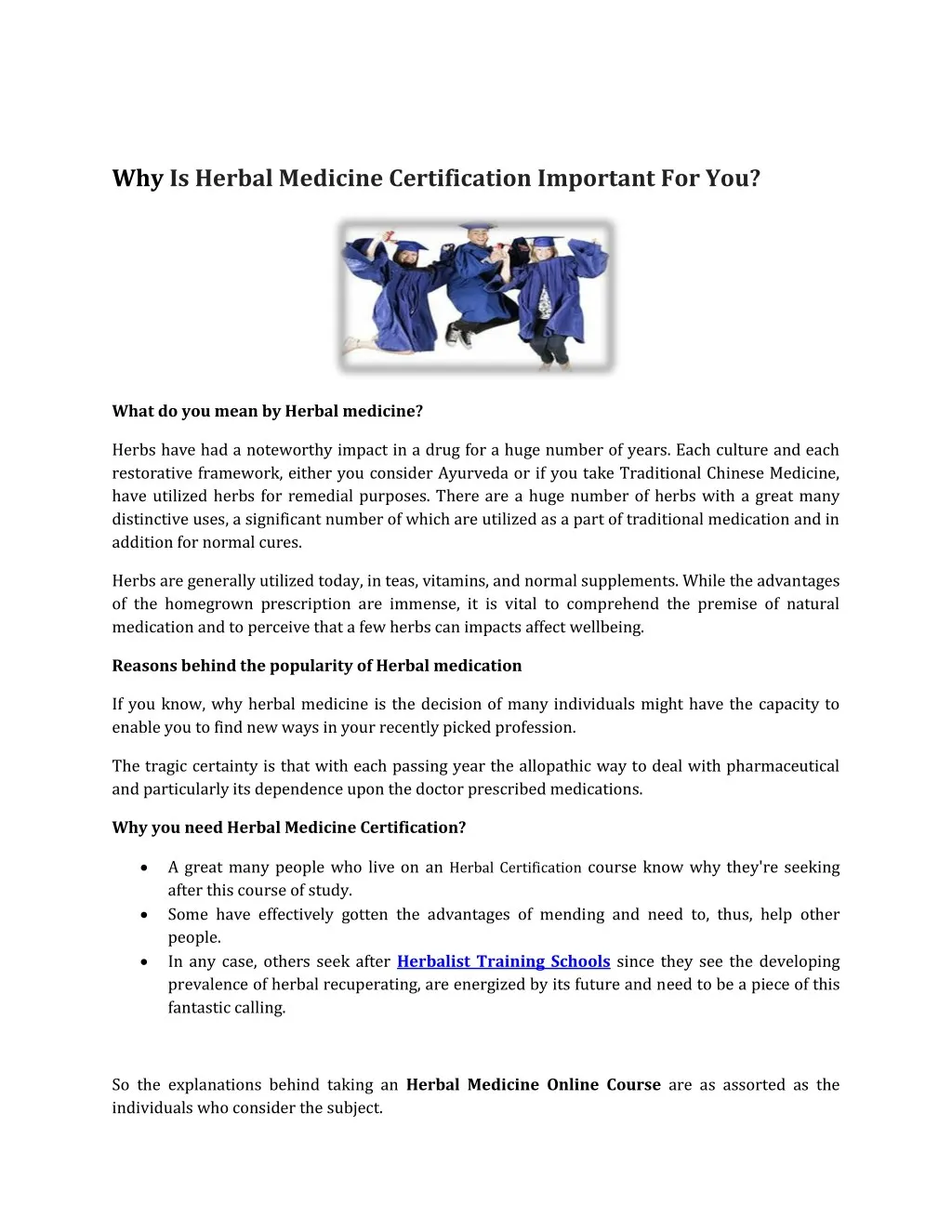 why is herbal medicine certification important