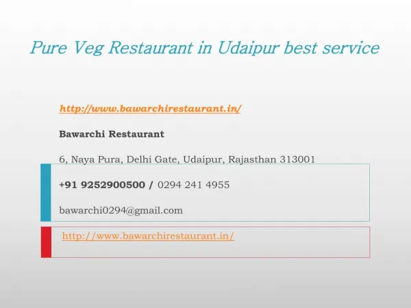 Pure Veg Restaurant in Udaipur best service