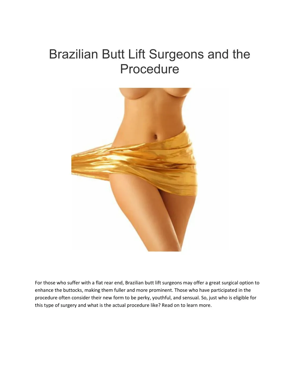 brazilian butt lift surgeons and the procedure