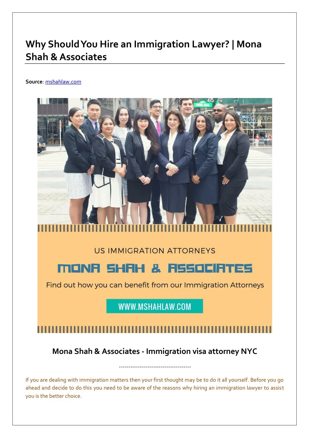 why should you hire an immigration lawyer mona