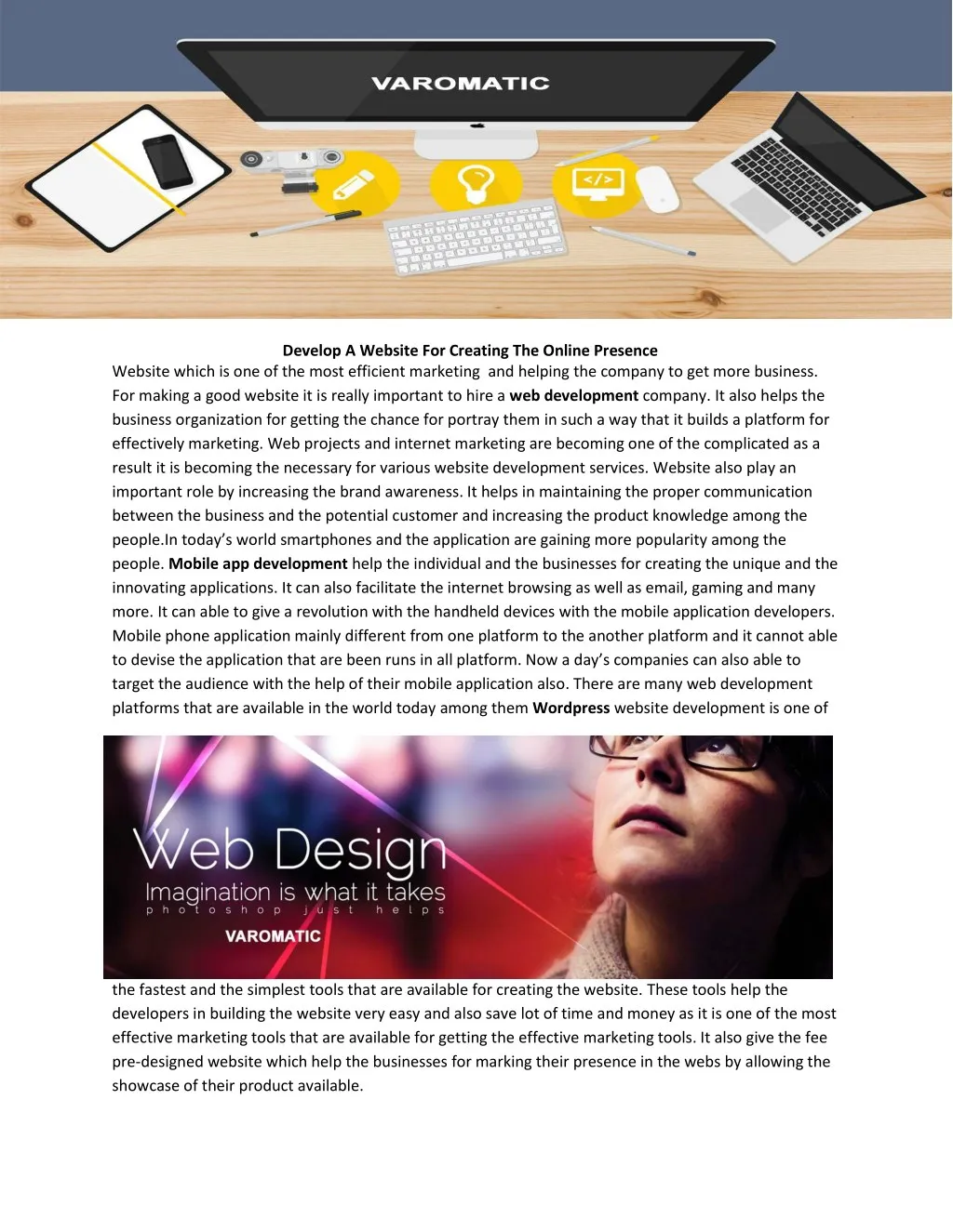 develop a website for creating the online