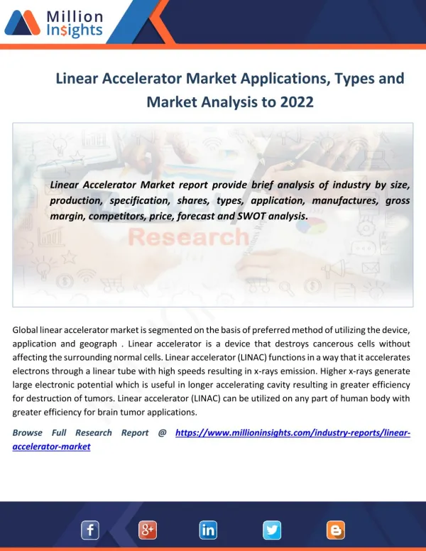 Linear Accelerator Market Applications, Types and Market Analysis to 2022