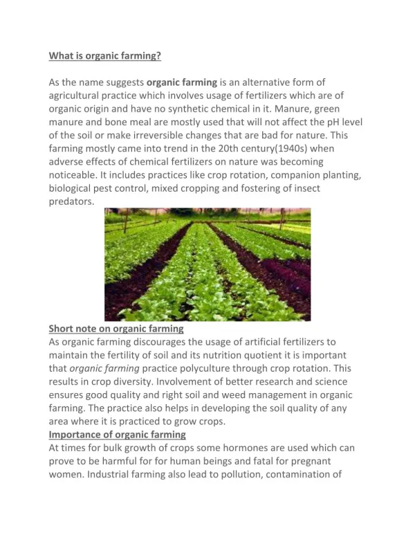 What is organic farming?