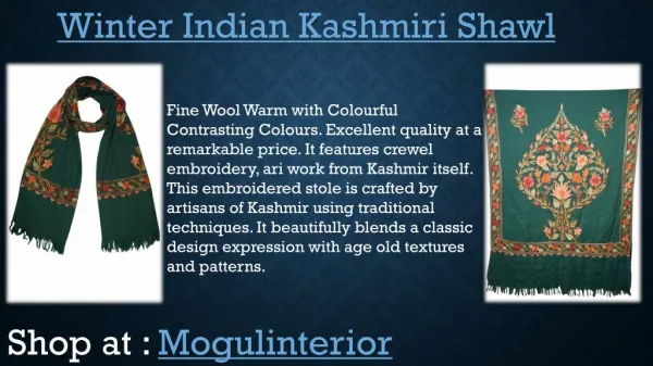 Winter Indian Kashmiri Shawl by mogulinterior