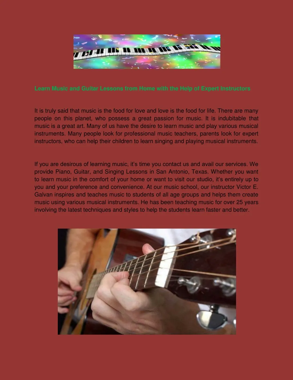learn music and guitar lessons from home with