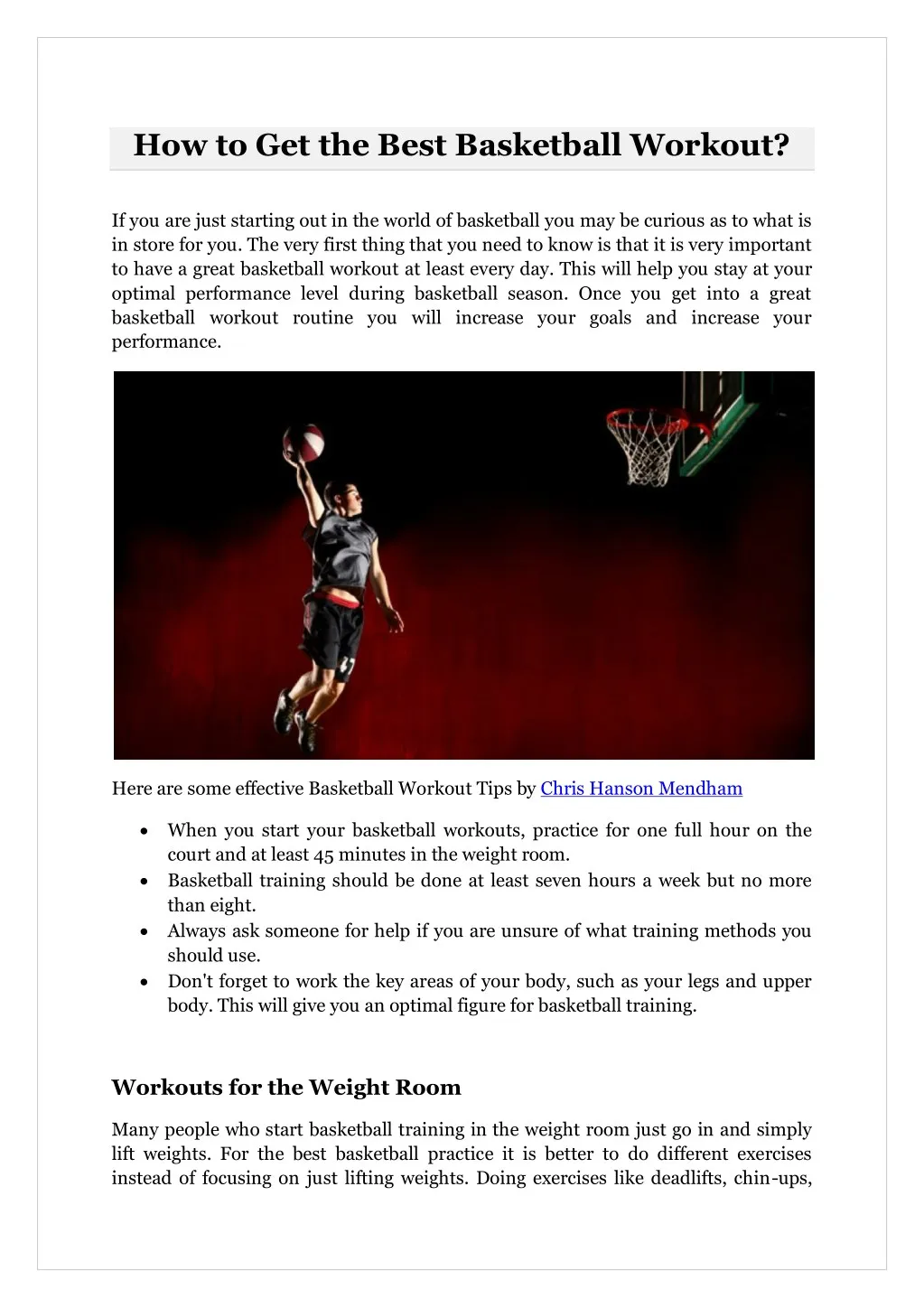 how to get the best basketball workout