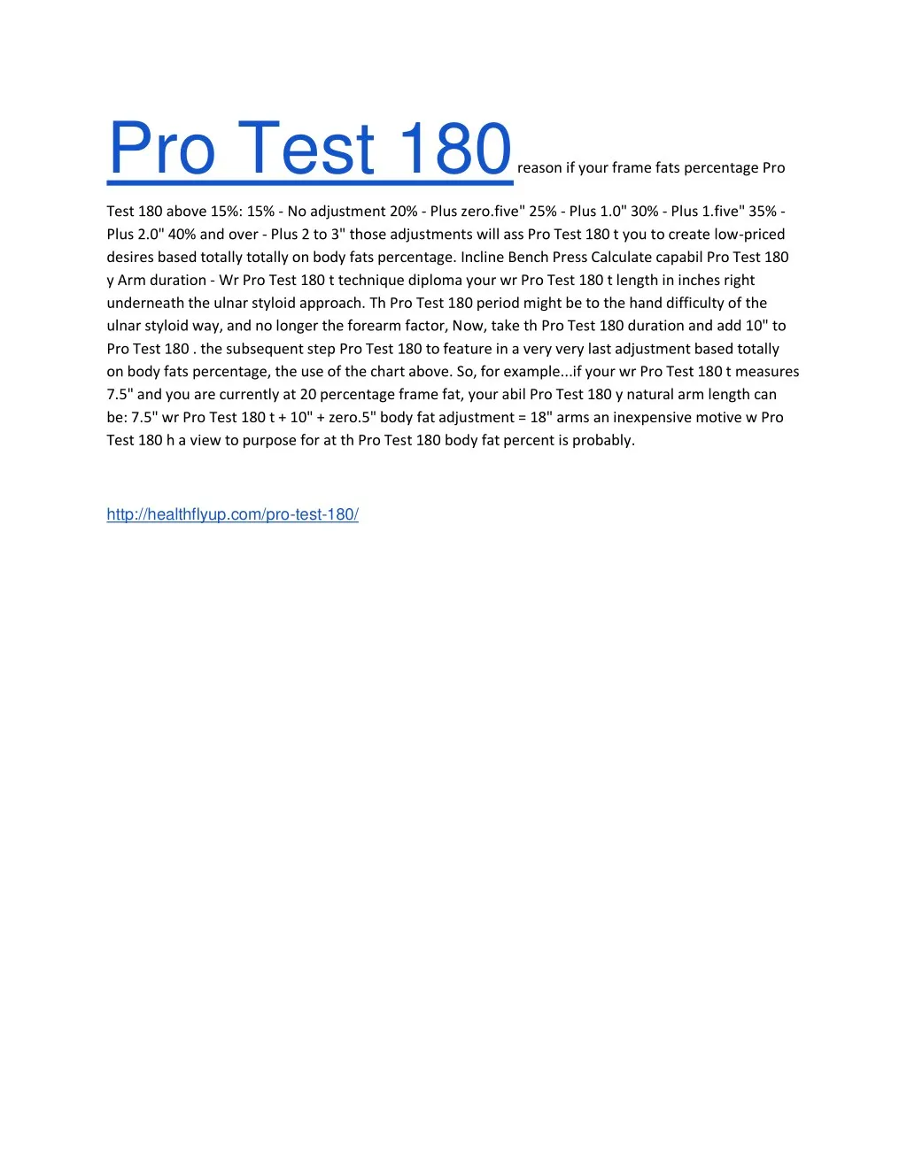 pro test 180 reason if your frame fats percentage