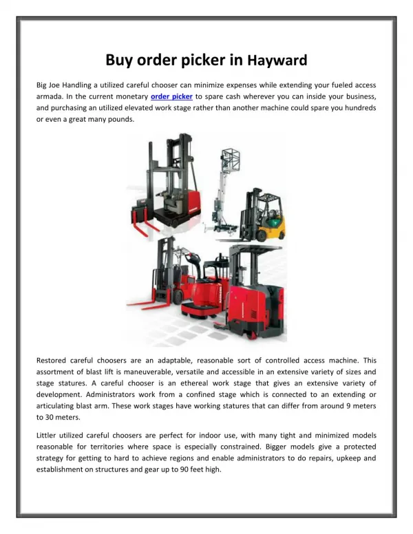 Buy order picker in Hayward