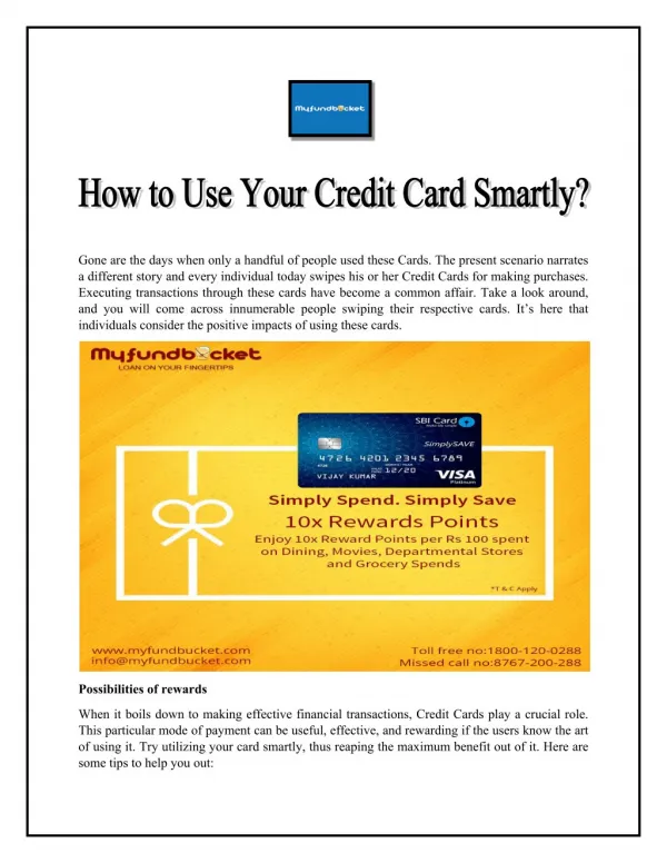 How to Use Your Credit Card Smartly?