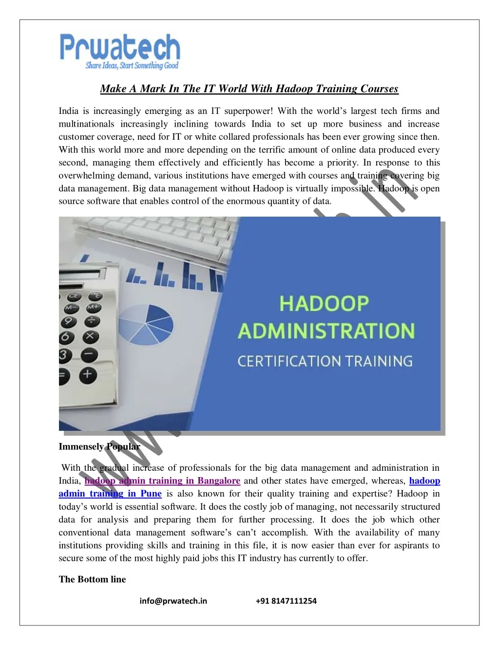 make a mark in the it world with hadoop training