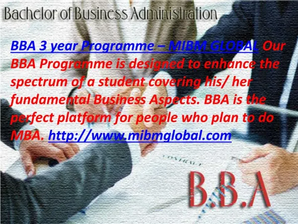 BBA 3 year Programme MIBM GLOBAL Our BBA Programme