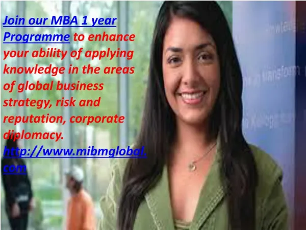 MBA 1 year Programme MIBM GLOBAL