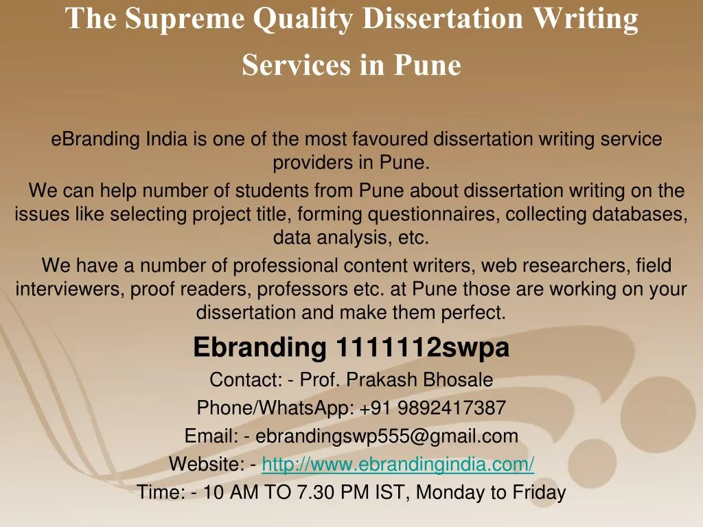 the supreme quality dissertation writing services in pune