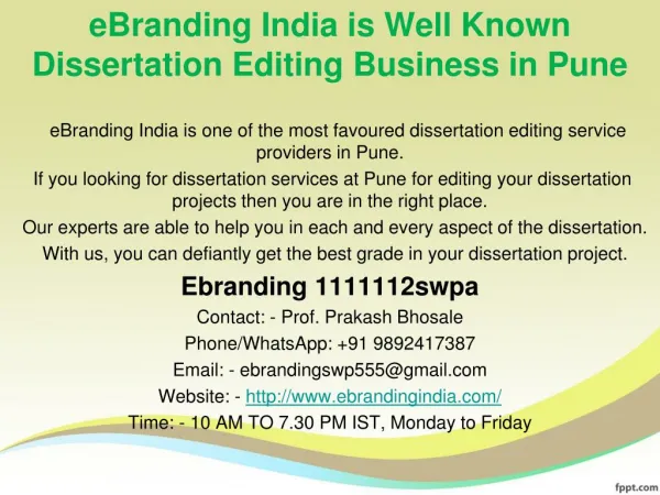 3.eBranding India is Well Known Dissertation Editing Business in Pune
