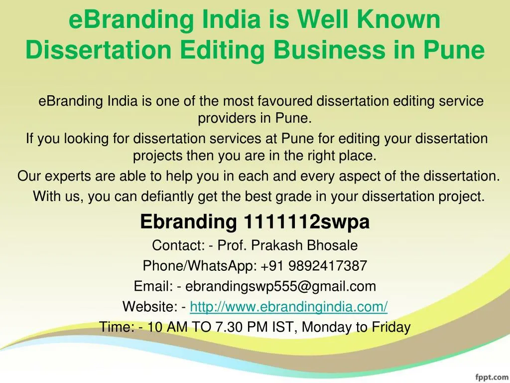 ebranding india is well known dissertation editing business in pune