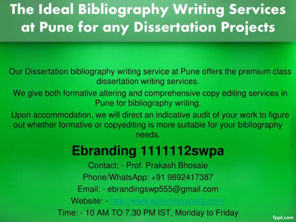 4.The Ideal Bibliography Writing Services at Pune for any Dissertation Projects