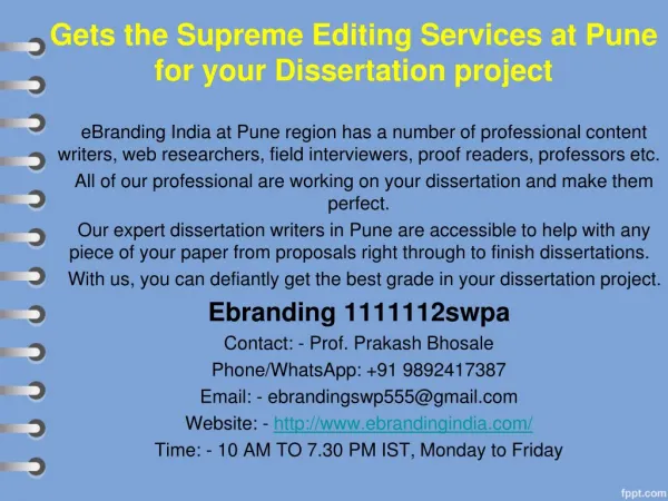 5.Gets the Supreme Editing Services at Pune for your Dissertation project