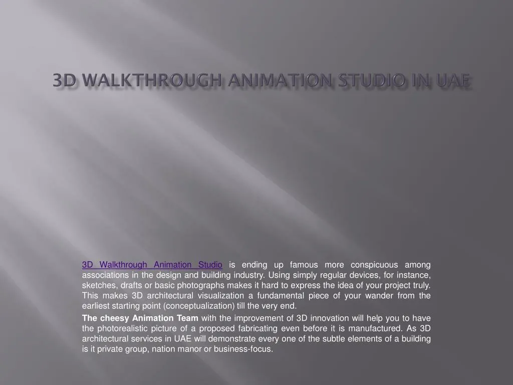 3d walkthrough animation studio in uae