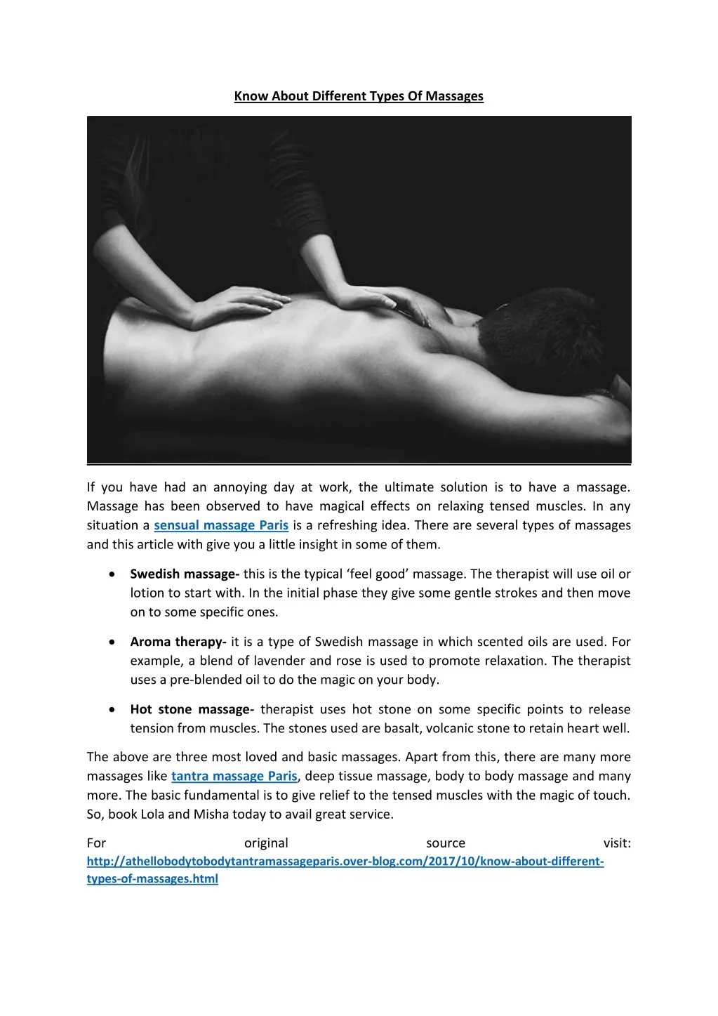 know about different types of massages