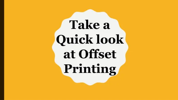 Take a Quick look at Offset Printing