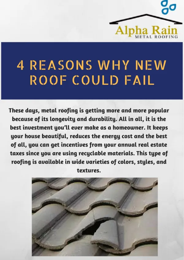 Know how New Roof could Fail | Alpha Rain