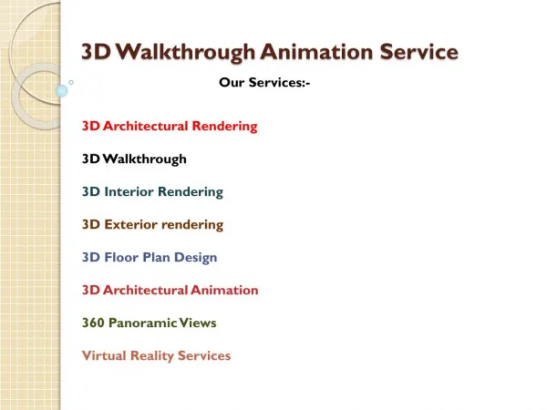 3D Walkthrough Animation service