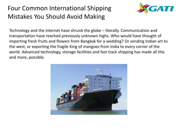Four Common International Shipping Mistakes You Should Avoid Making