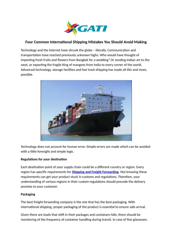 Four Common International Shipping Mistakes You Should Avoid Making