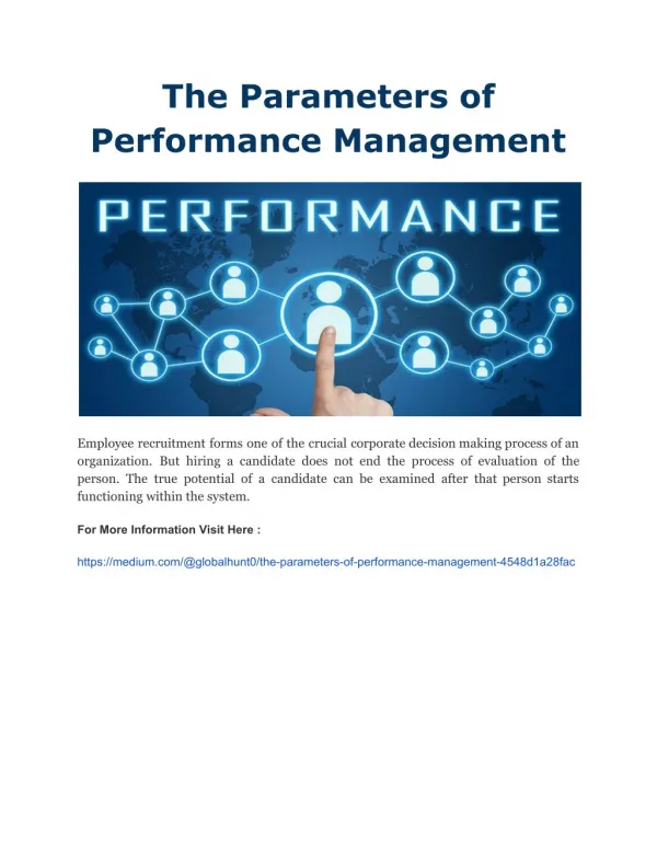 The Parameters of Performance Management