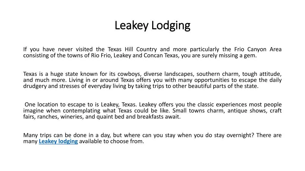 leakey lodging