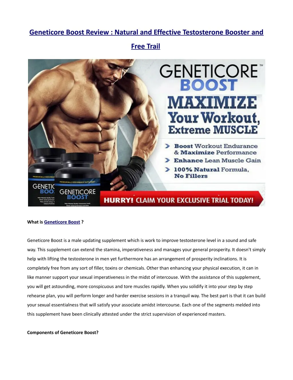 geneticore boost review natural and effective