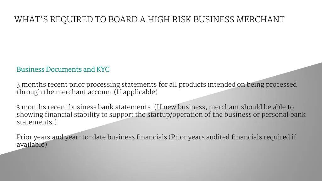 what s required to board a high risk business merchant