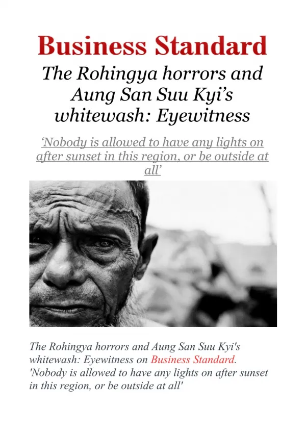 The Rohingya horrors and Aung San Suu Kyi's whitewash: Eyewitness