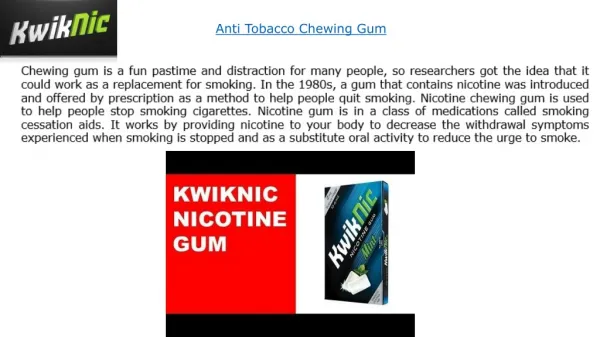 Anti tobacco chewing gum