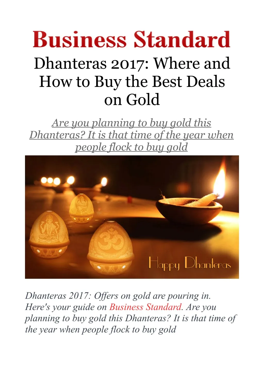 dhanteras 2017 where and how to buy the best