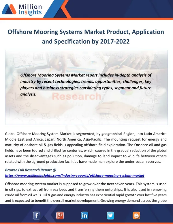 Offshore Mooring Systems Market Product, Application and Specification by 2017-2022