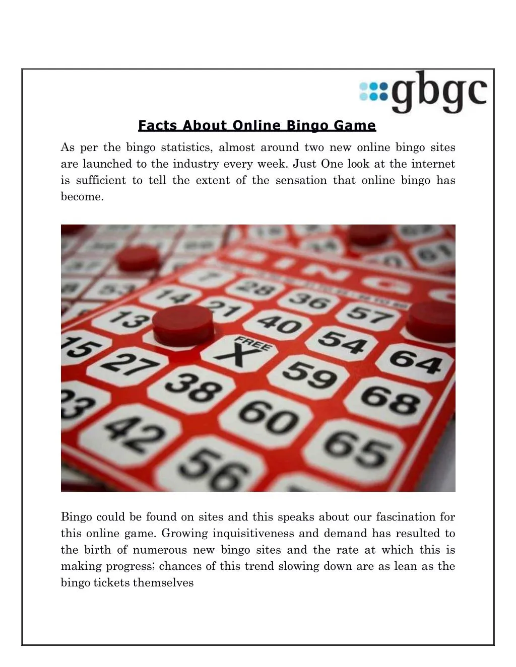 facts about online bingo game as per the bingo