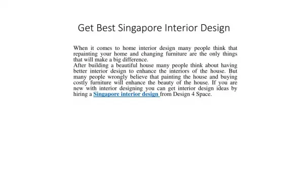 get best singapore interior design