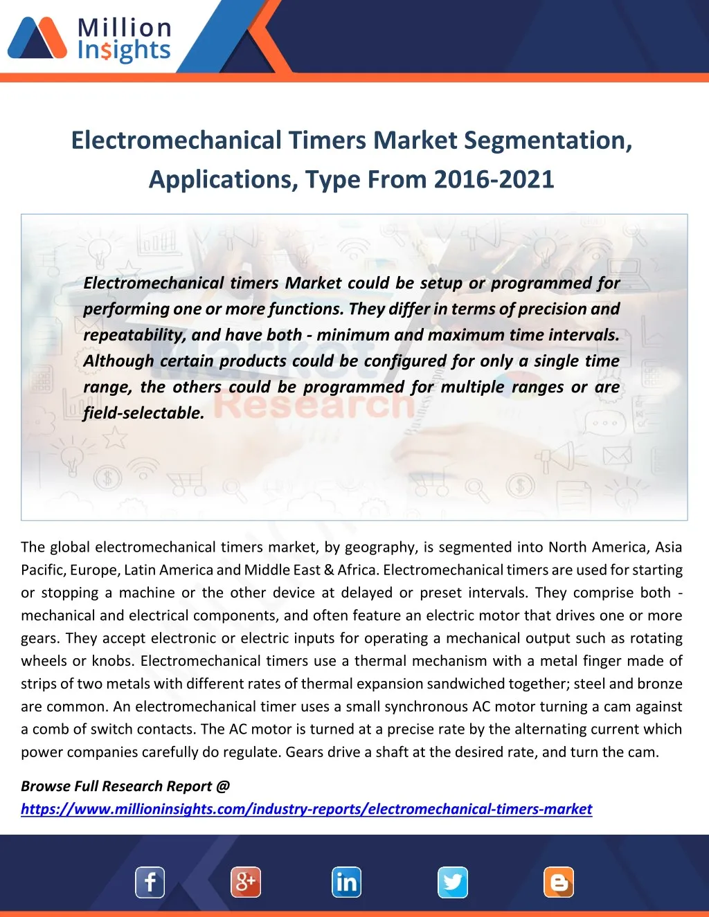 electromechanical timers market segmentation