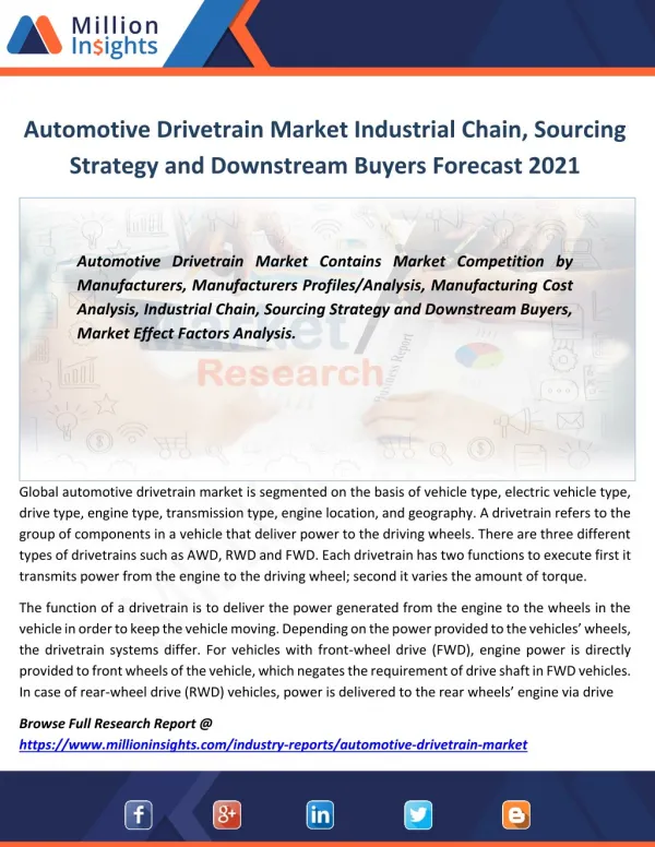 Automotive Drivetrain Market Analysis by Key Players, Applications and Type to 2021